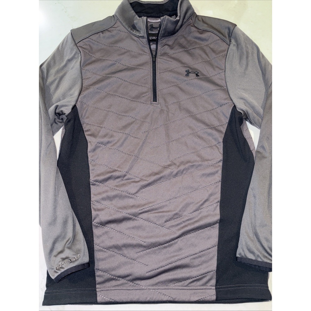 Mens S UNDER ARMOUR ColdGear REACTOR Gray 1/4 Zip Golf Pullover Quilted Storm UA